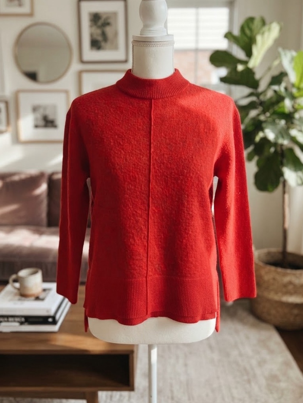 Talbots Vibrant Red Mock Neck Sweater